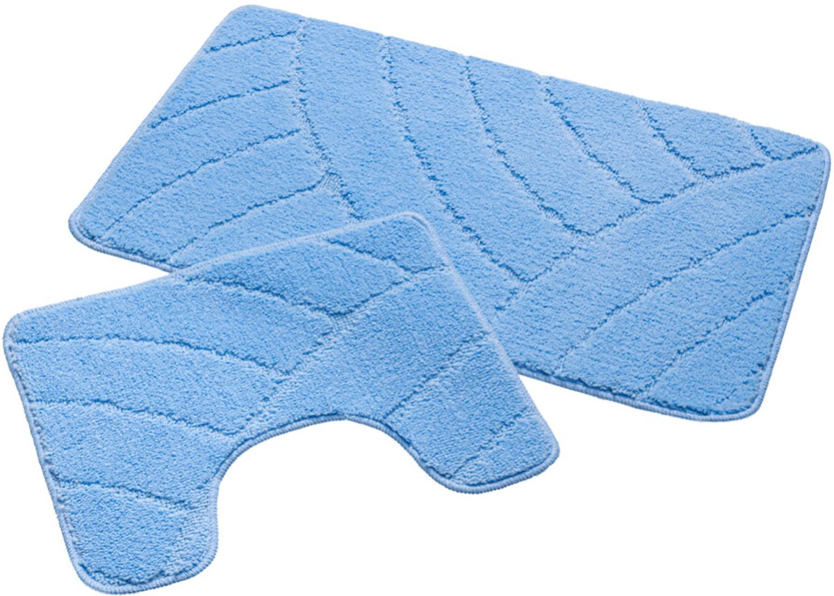 Badmat Set Nevada – Douchemat 50x80 cm & WC Mat 40x50 cm – Zachte Chenille Badkamermat – Antislip – Wasbaar – Oeko-Tex– Blauw