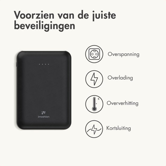 imoshion® Ultra Compacte Powerbank 10.000 mAh - 22.5W Snellader - USB C / USB A - LED Display - Mini Powerbanks - Universeel