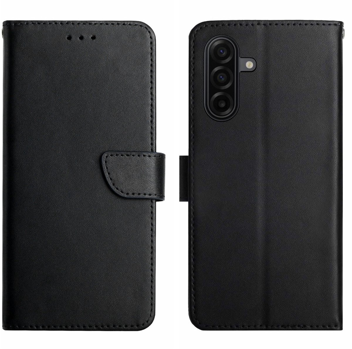 Coverup Hoesje - Geschikt voor Samsung Galaxy A27 Hoesje - Coverup Genuine Leather Book Case - Echt Leder - Zwart
