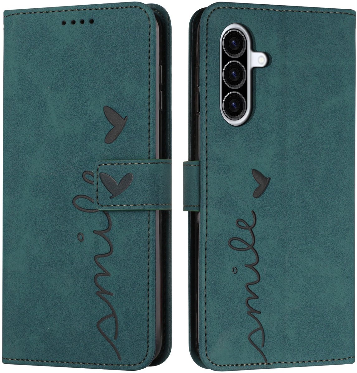 Coverup Hoesje - Geschikt voor Samsung Galaxy A27 Hoesje - Coverup Smile Book Case - Groen
