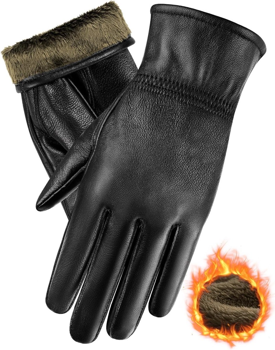 Dames Echt Schapenleren Handschoenen, Warme Winterhandschoenen met Touchscreen Functie voor Koude Dagen