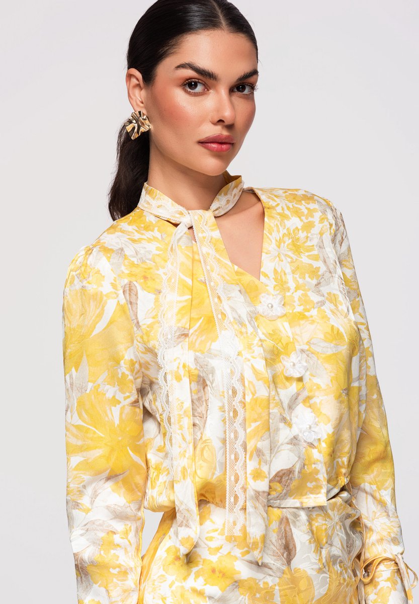 OMBRE Overhemd - Loose Fit - Lange Mouw - Knopen Geel M