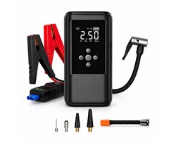 Gloovon® - 12V Jumpstarter voor Auto & Motor - Jumpstarter Met Compressor - 6400 mAh - Starthulp - Noodverlichting - Startkabels - Compressor Bandenpomp - LED-scherm & Powerbank - Noodpakket - Incl. Opbergkoffer