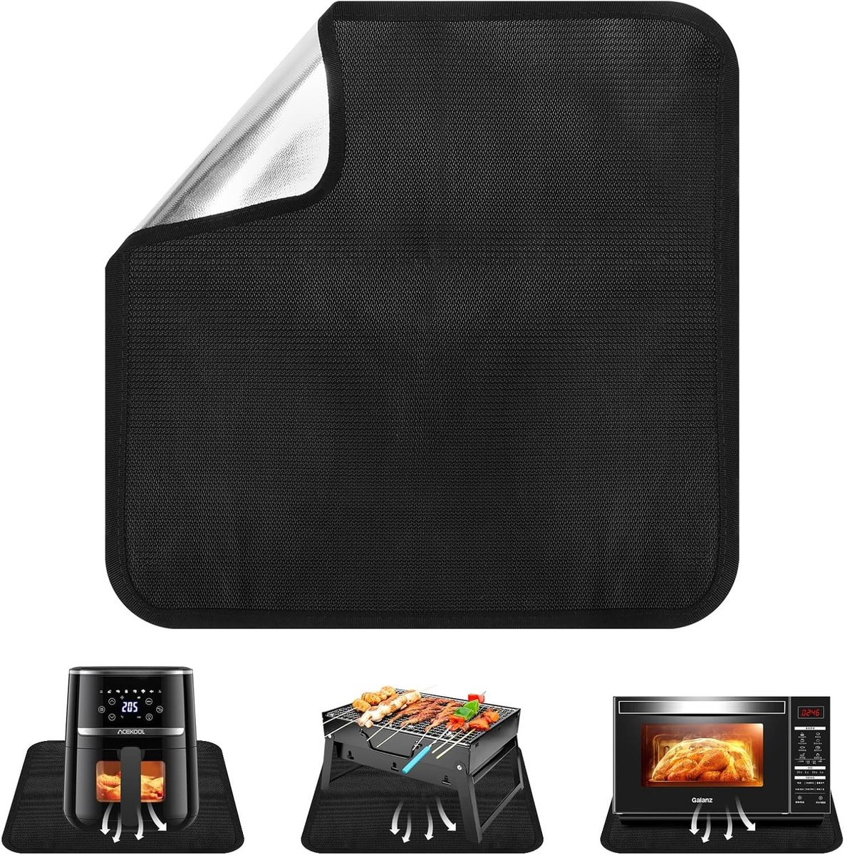 Vlamvertragende Mat 30 x 30 cm - Hittebestendige Onderlaag tot 1000 °C voor BBQ, Tuin en Kachel