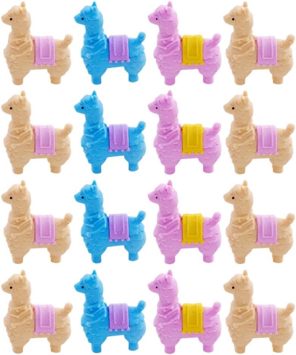 16-delige set schattige cartoon dieren gum, creatieve alpaca gum voor school, kinderdagverblijf en feestjes, ideaal voor kinderen en cadeau's