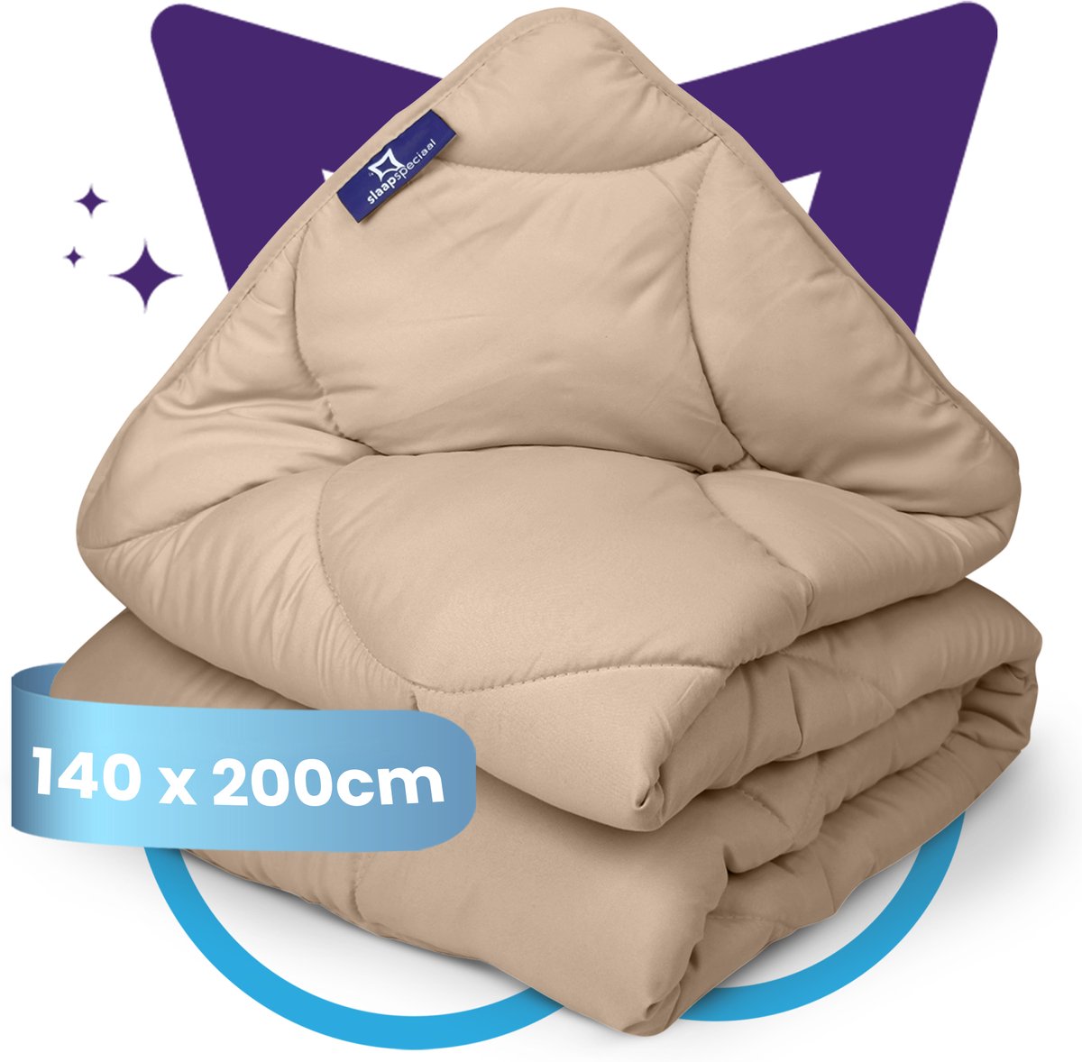 Slaapspeciaal eazydekbed Essential 140x200 cm - TAUPE - Dekbed Zonder Overtrek – Gekleurd Dekbed – Hoesloos Dekbed - Wasbaar Dekbed - Luxe Gelvezels - Anti-Allergisch & Perfect Voor Elk Seizoen - Eenpersoons