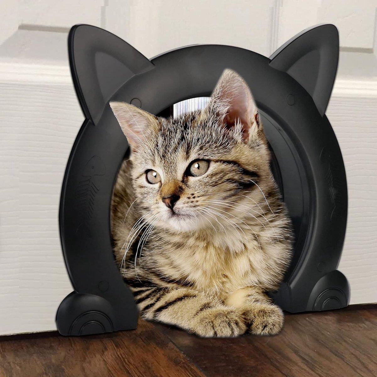YAGXIG Binnendeur voor katten - Kattenluik - Binnendeur - Kattenluik - Huisdierluik - 27 x 6 x 23 cm (lengte) - Zwart