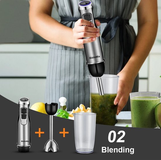Zerova 4-in-1 Staafmixer set - Blender Smoothie - Handmixer met Mengkom - 600l mengbak - 1200W - 6 snelheden - Turbo - Zwart van Zerova — afbeelding 5