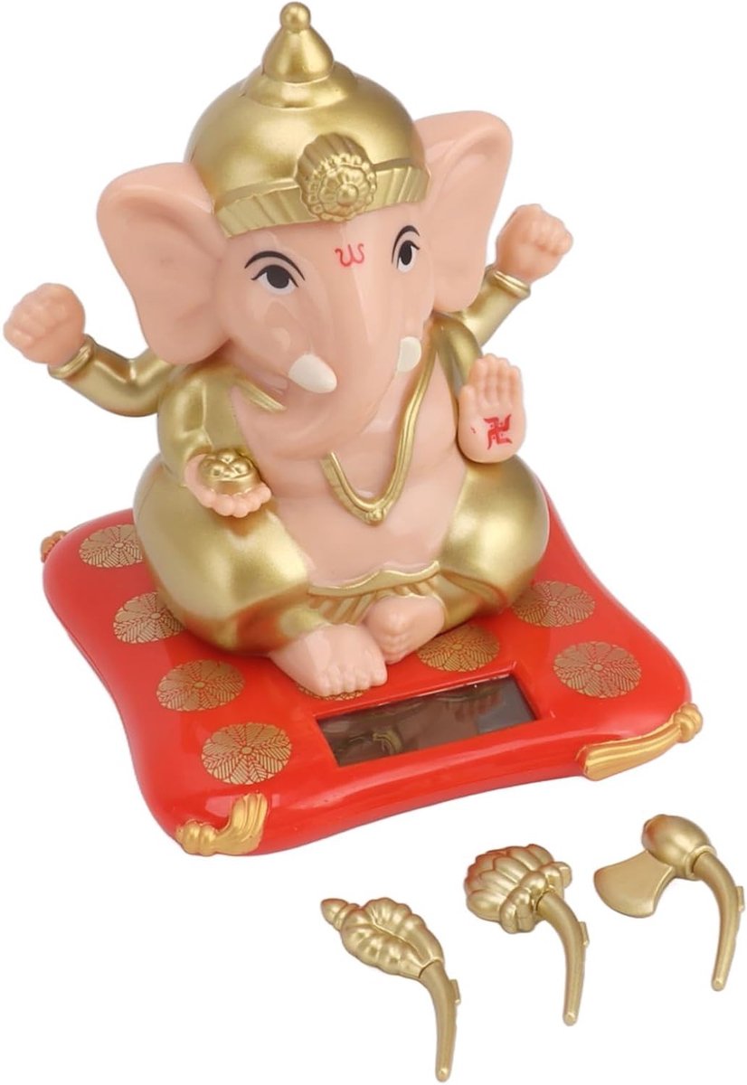Zonnige Olifant Beeld van Ganesha voor Dashboard en Interieurdecoratie - Miniatuur Wobbelende Olifant voor Thuis en Kantoor