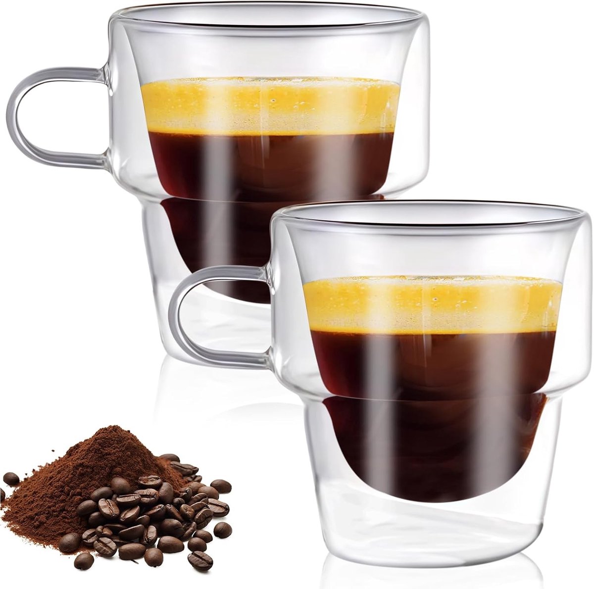 Set van 2 Dubbelwandige Latte Macchiato Glazen - 260 ml Isolerende Koffiekopjes voor Espresso, Cappuccino en IJs Koffie