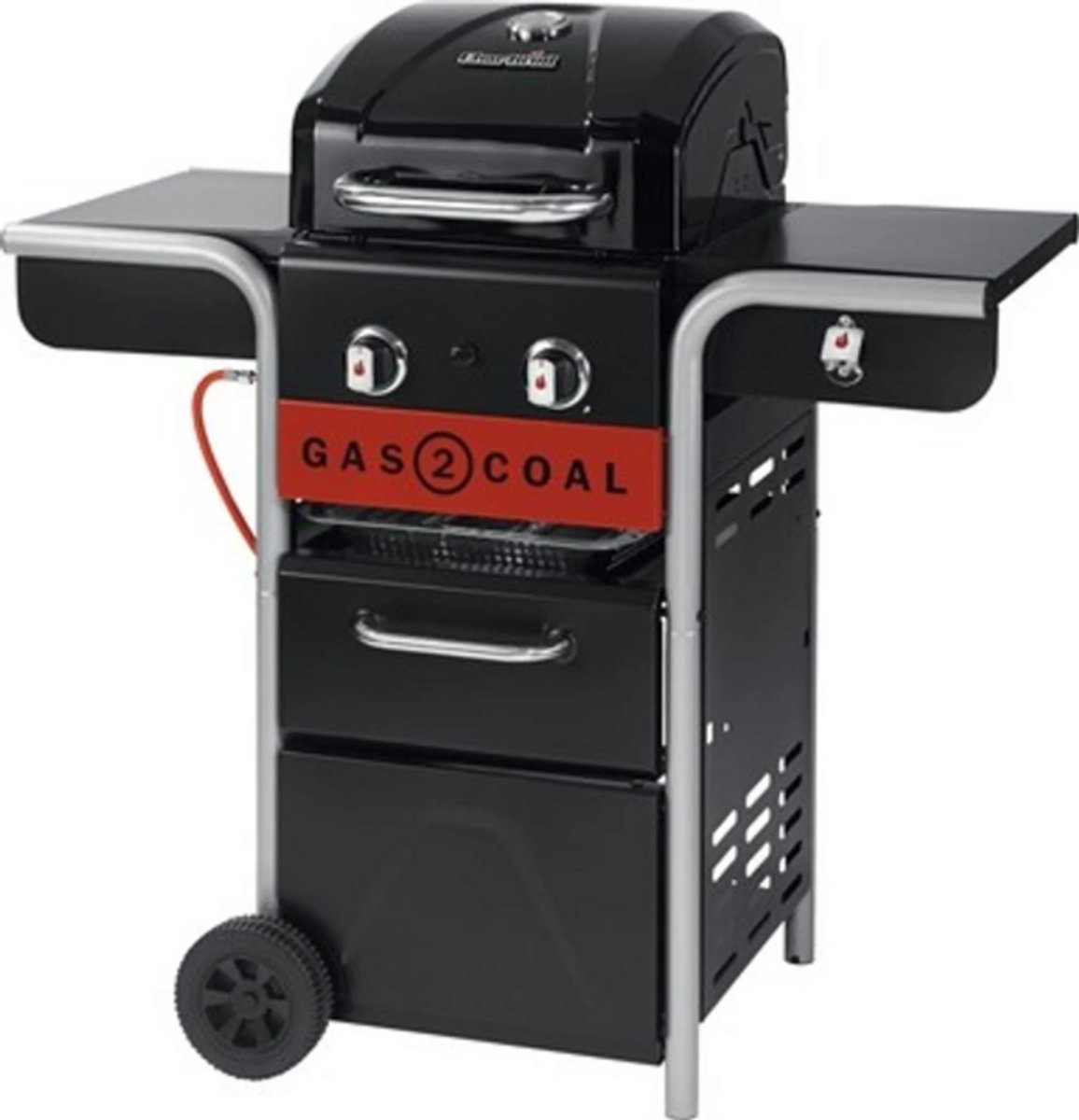 Char-Broil Gas2Coal 2.0 210 Hybrid BBQ – Gasbarbecue & Houtskoolbarbecue – 2 Branders – TRU-Infrared – Zwart – foto 8