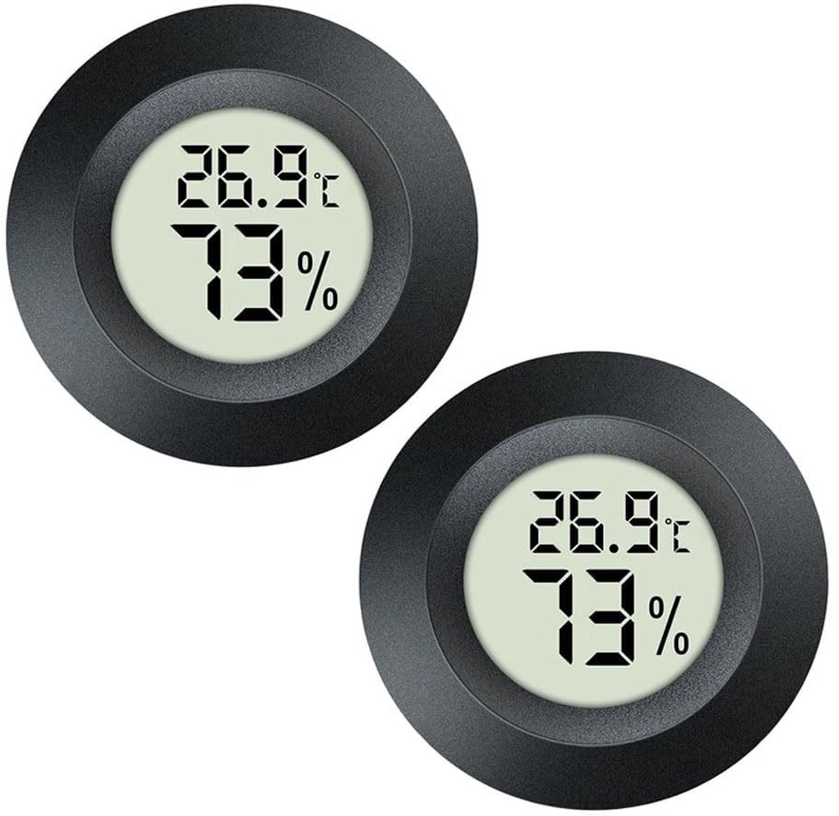 Digitale Hygrometer Thermometer - Zwart - Indoor/Outdoor Gebruik - Nauwkeurige Metingen - Voor Thuis en Reptielen