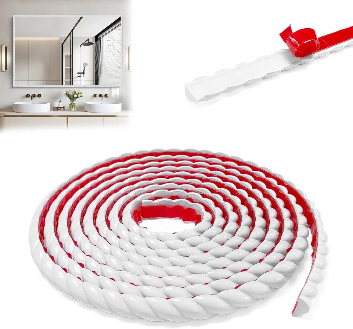 Decoratieve Flexibele Moulding van Zelfklevend PVC voor Wanden en Plafonds - Perfect voor Spiegelramen, Meubels en Deuren (3m)