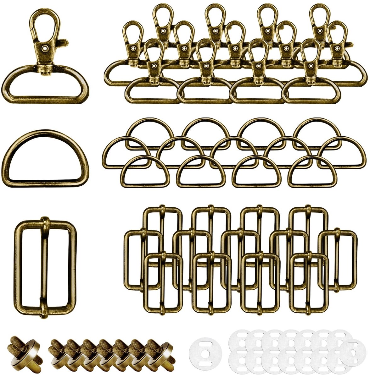 Dailygoods - 50 D-ringen en draaibare karabijnhaken voor doe-het-zelf projecten