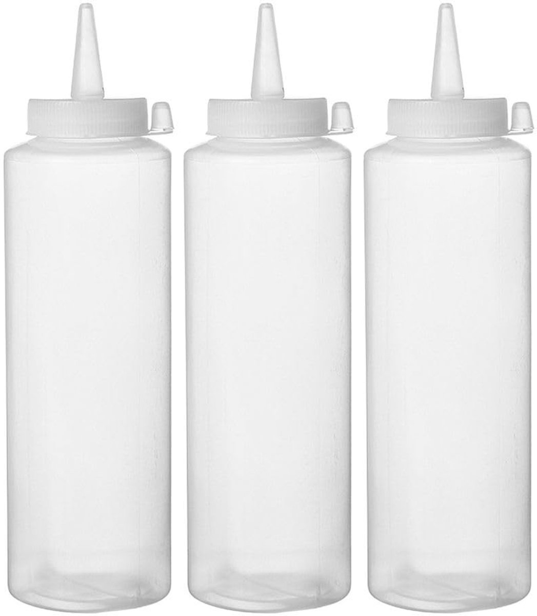 Dailygoods - Squeeze Fles Set - 3 Stuks, 350ml, Lekvrij en Herbruikbaar voor Sauzen