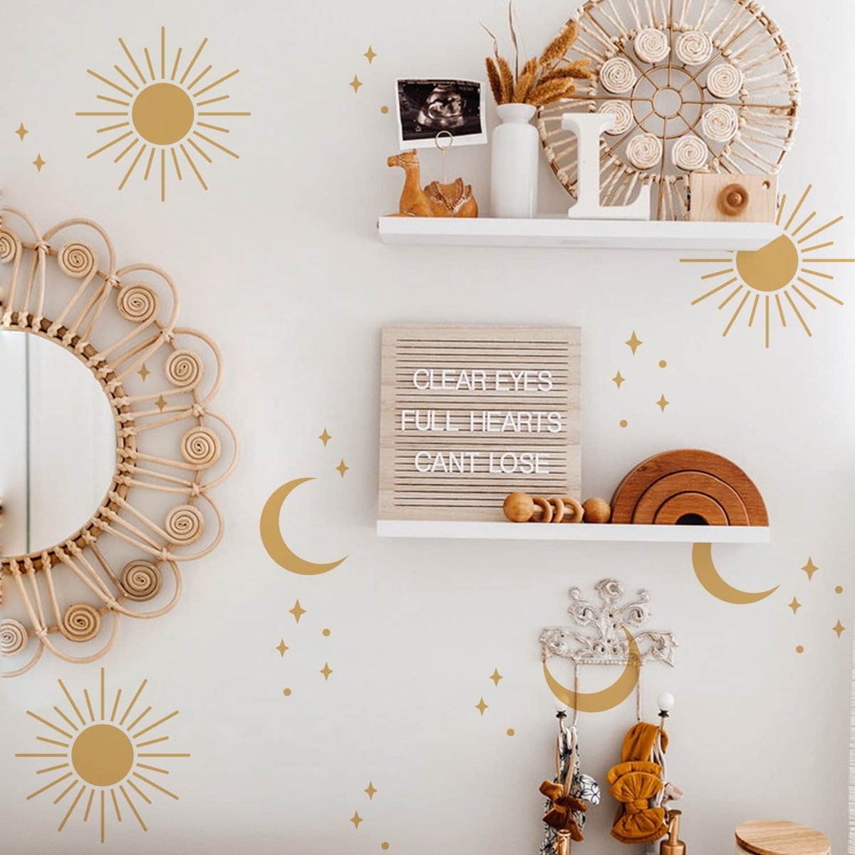 Dailygoods - 60 Stuks Boho Muurstickers - Zelfklevend voor Kinderkamer en Decoratie