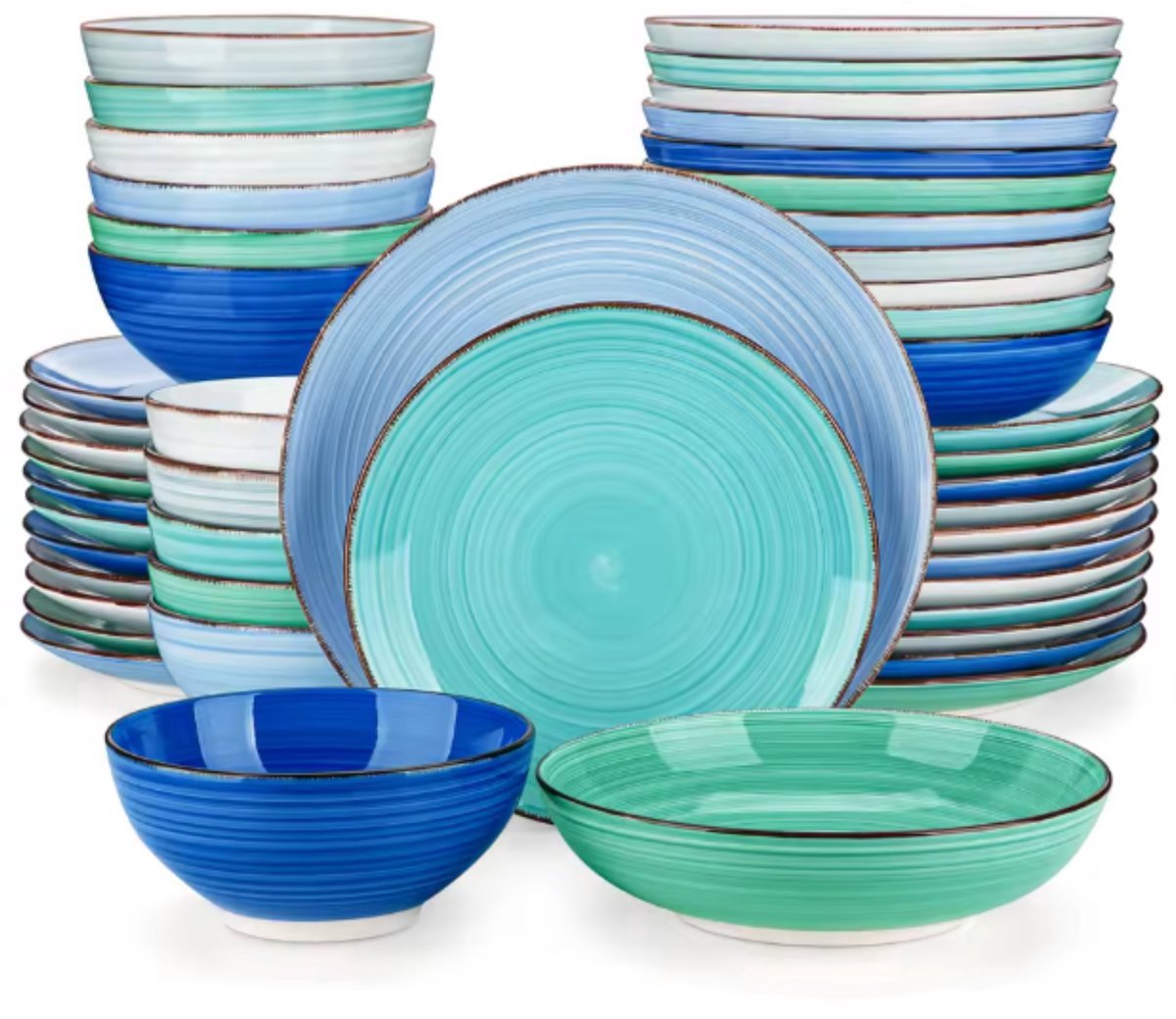 Serviesset 48 delig Blauw - 12 persoons, Dinerborden en Bordenset - Voor Diner, Keuken, Dagelijks Gebruik en Ontbijt