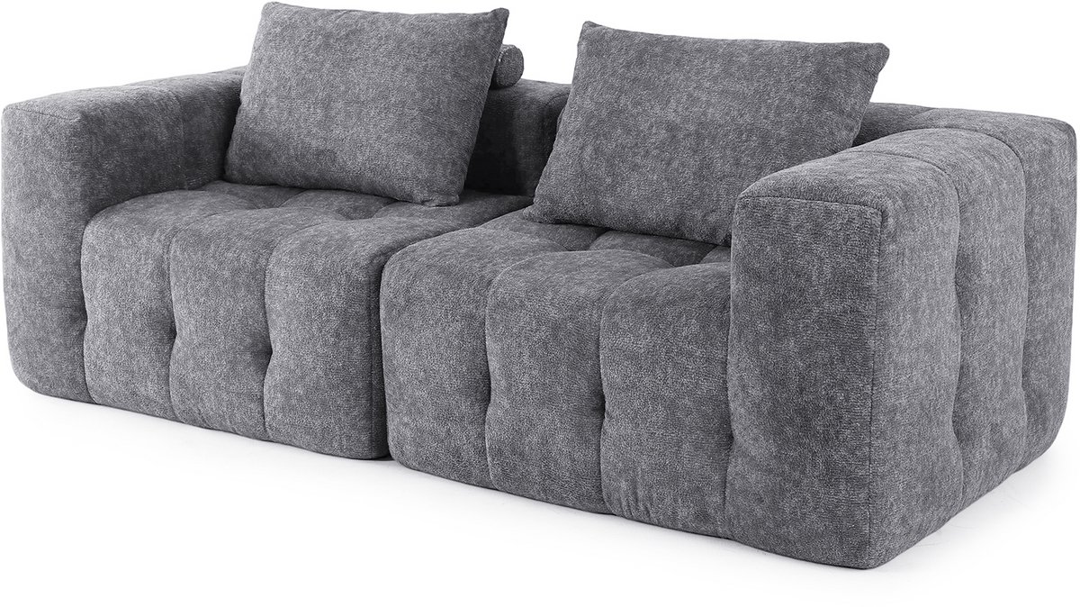 HomeMiYN Modulair Compress Sofa – Linker Module Bank – Lichtgrijze Zachte Schuim Bank – Combineerbare 1-Zits Sofa Module – Ruimtebesparend Design