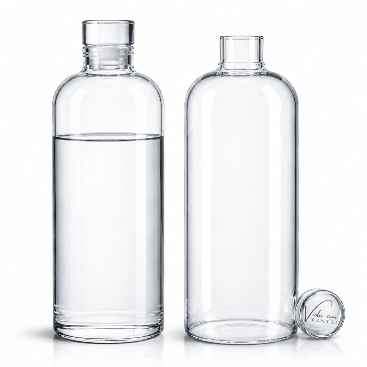 Glazen Drinkfles Met Glazen Dop 1000 ML - Waterfles Glas - 2 Stuks - Duurzaam - Lekvrij - Transparant Glas