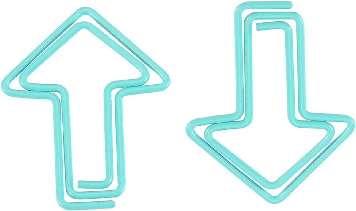 12 Stuks Paperclips in Pijlvorm - Ideaal voor Documentorganisatie, Schoolwerk en Kantoorbenodigdheden (Cyaan)