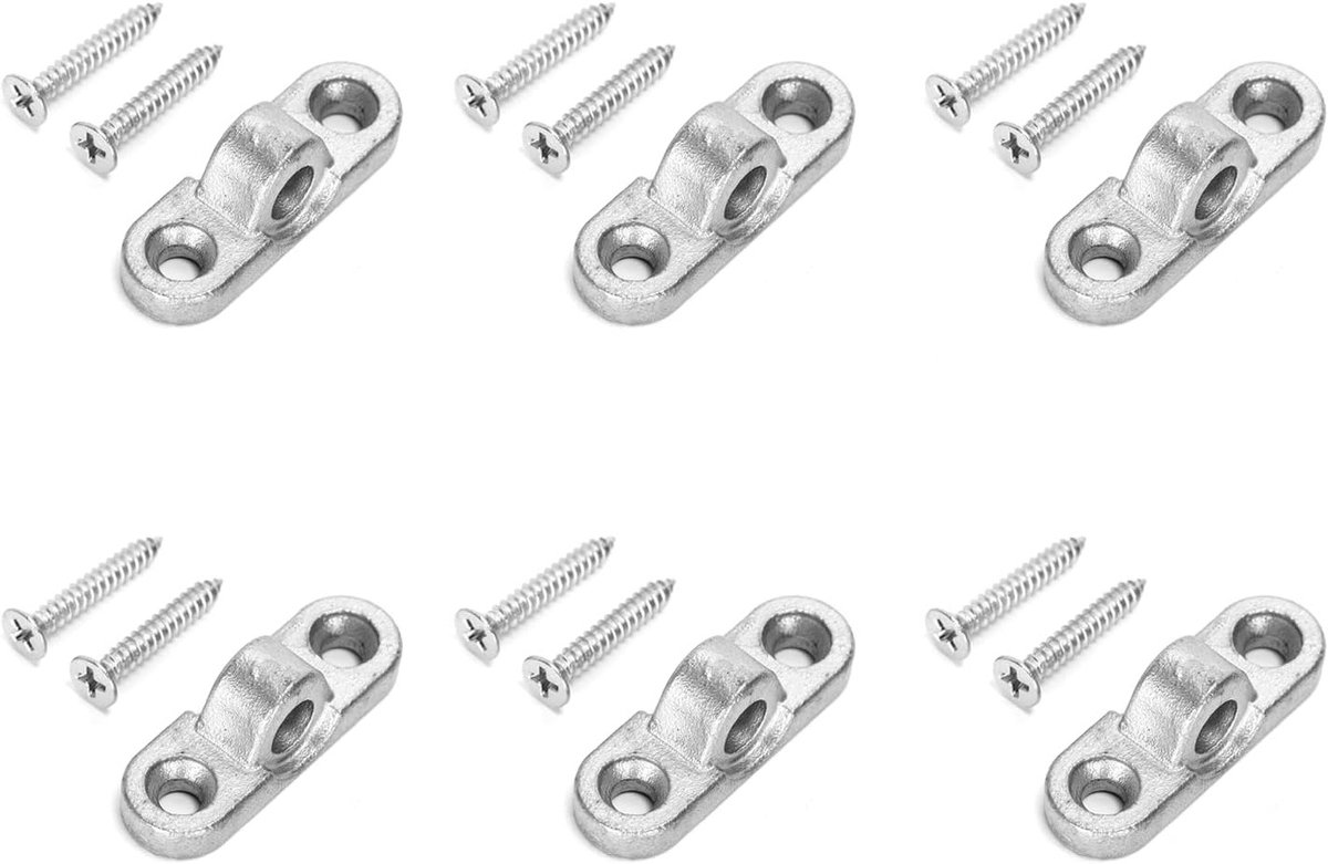 6 Stuks RVS Bevestigingsogen voor Tent en Luifel met Schroeven - 304 Roestvrij Staal, 44.3x14.5mm, Ideaal voor Caravan en Tuinconstructies