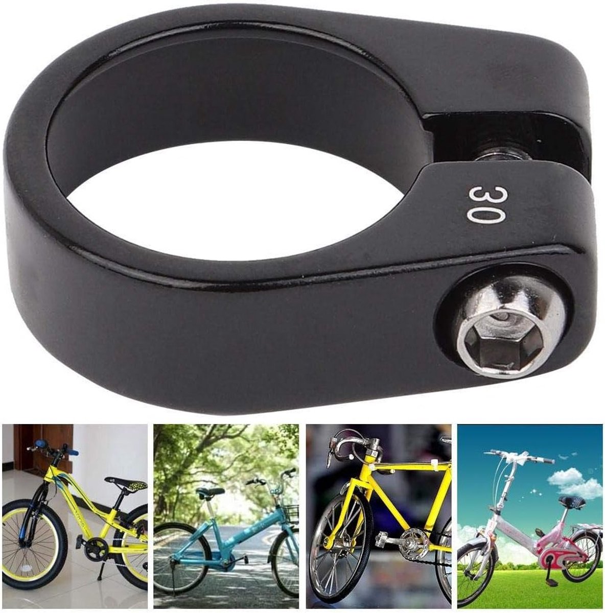 30mm zadelklem voor fiets, aluminium legering, snelontgrendelbare bevestiging voor zadelaccessoires, geschikt voor 31.8 mm buizen