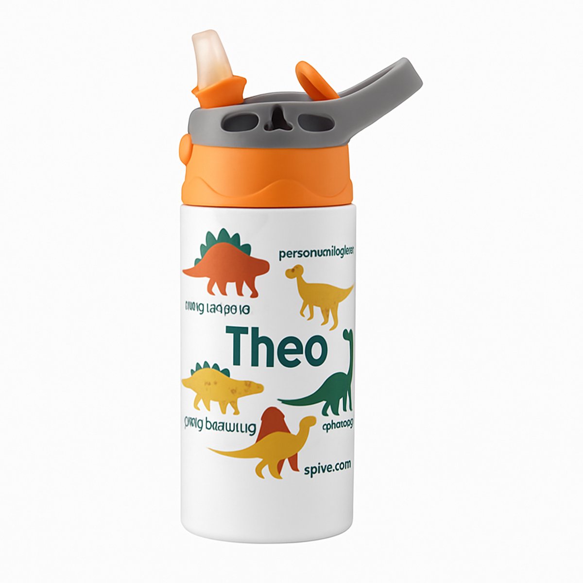 Stijlvolle Grunge Zwart-wit Drinkfles – Statement Fles voor Kunst- en Design Liefhebbers - Waterfles voor kinderen (wit/oranje)