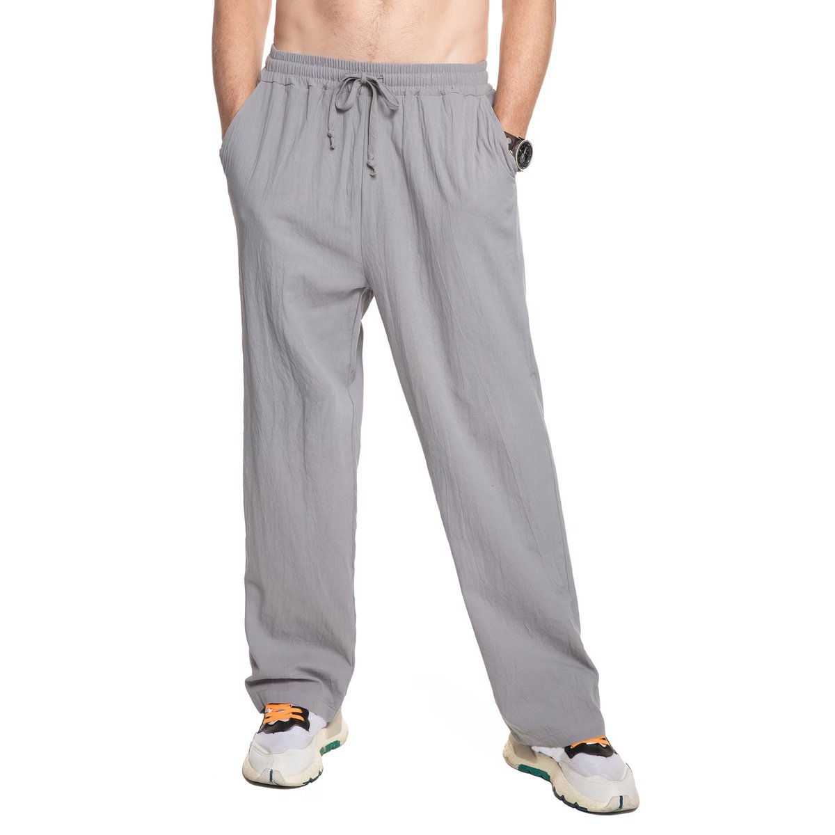 Currero Linnen Broek Heren - Zomerbroek - Volwassenen - Lange Broek - Pantalon - Strandbroek - Zomer - Ibiza Stijl - Grijs XL