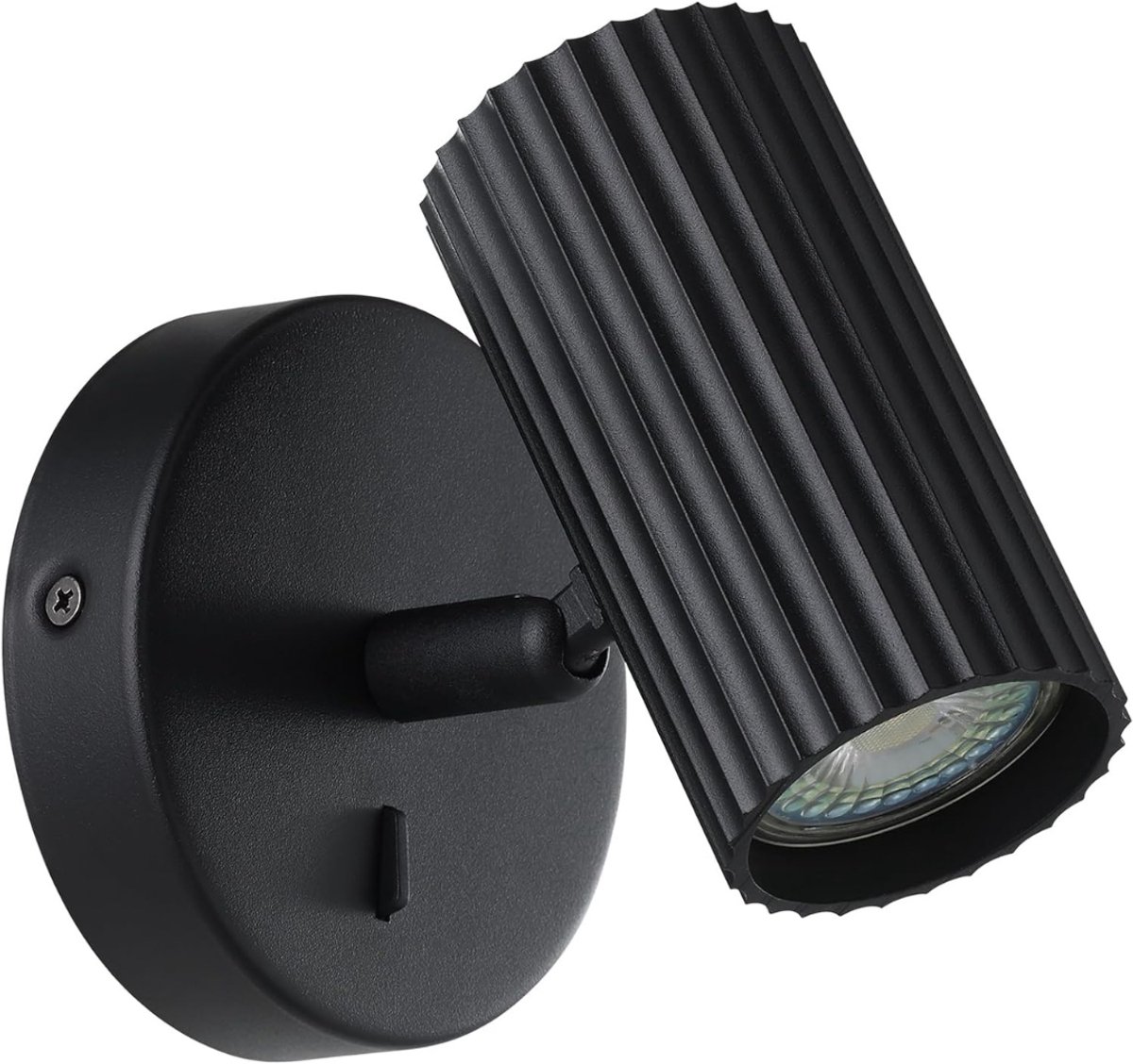 QORA® Wandlamp Binnen met Snoer - Wandlamp - Wandlamp Binnen - draaibare spot - Zwart - 11cm x 13cm x 11cm