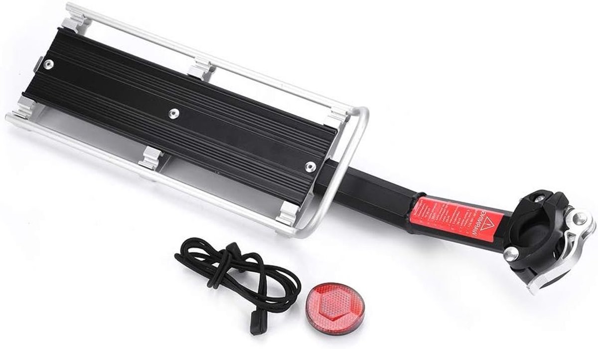 Mountainbike Bagagedrager voor Zadelpen - Zwart Aluminium, Snelle Bevestiging, Geschikt voor Fietstassen en Accessoires