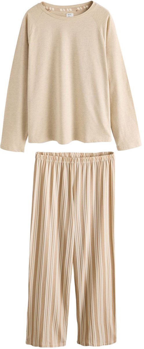Next Dames - Pyjama met lange mouwen - Bruin Neutral Stripe