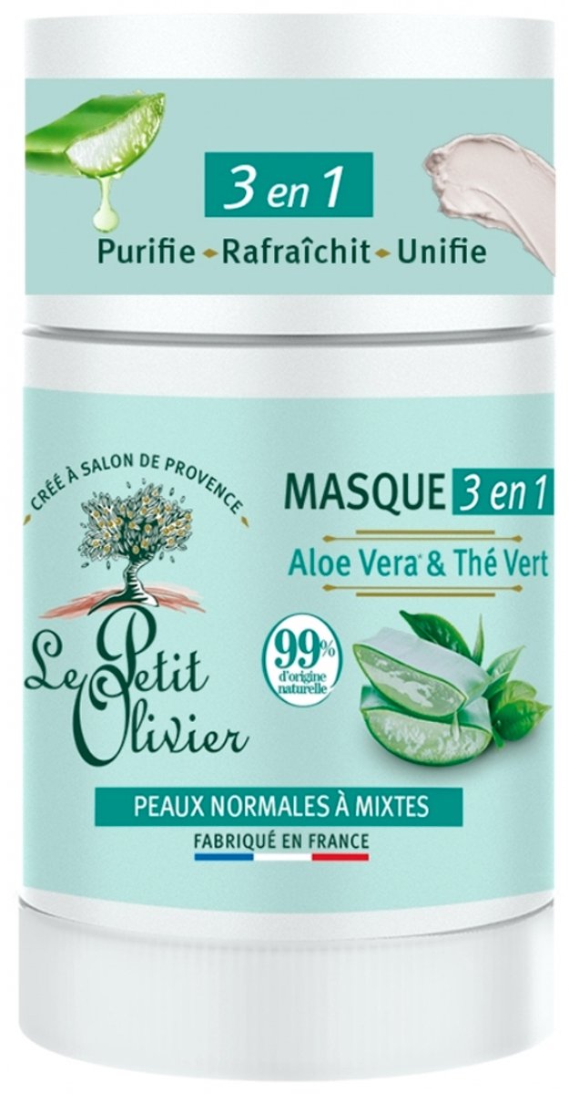 Le Petit Olivier 3in1 Aloë Vera & Groene Thee Masker 50 g