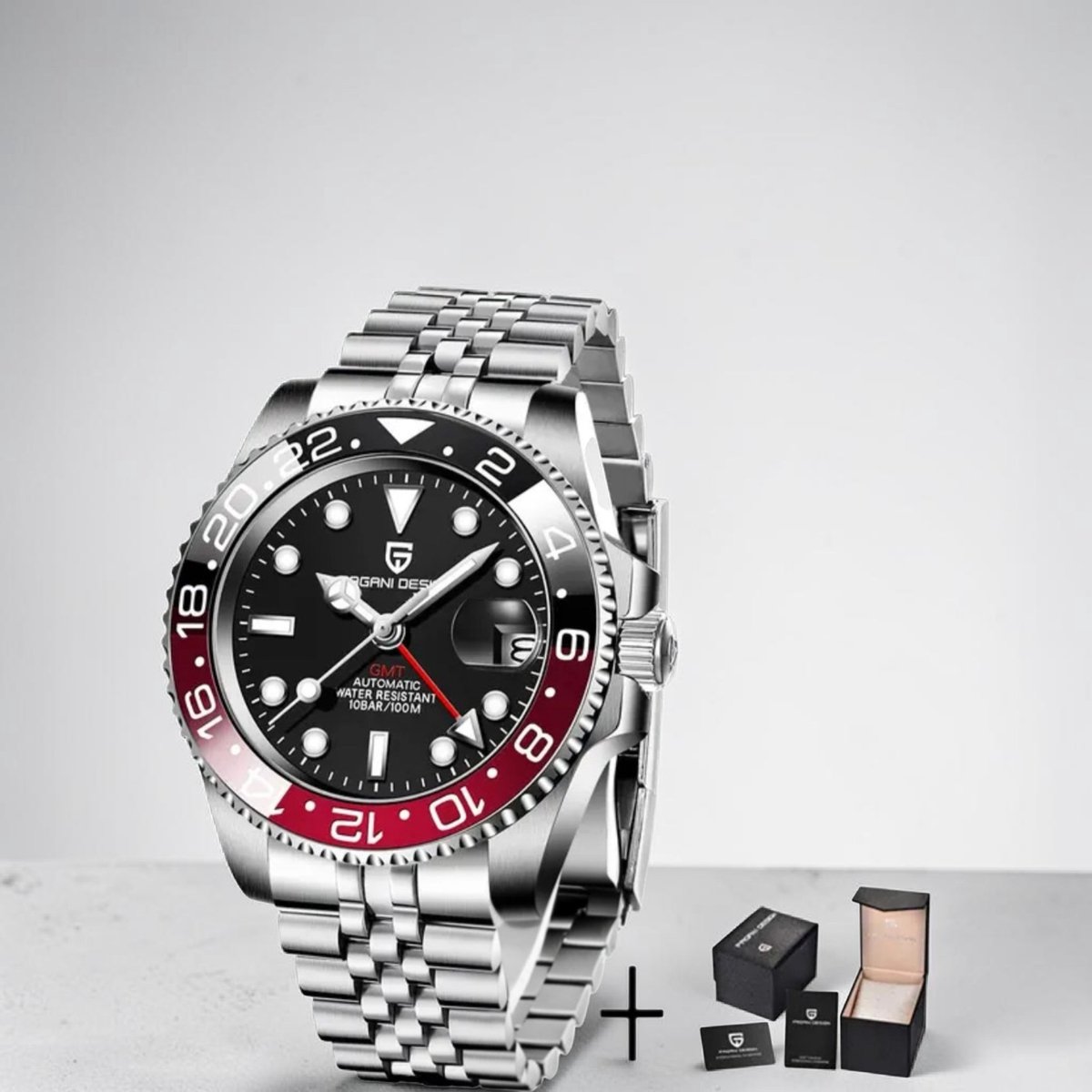 Pagani Design PD-1662 GMT Automatisch Herenhorloge Rood-Zwart - 40mm Roestvrij Staal | Luxe Duikhorloge met GMT