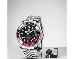 Pagani Design PD-1662 GMT Automatisch Herenhorloge Rood-Zwart - 40mm Roestvrij Staal | Luxe Duikhorloge met GMT