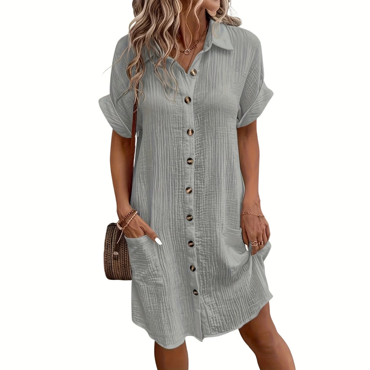 Currero Zomerjurk Dames Zomerjurken Volwassenen Vrouwen Midi Jurk Ibiza Stijl Sundress Dress Zilvergrijs