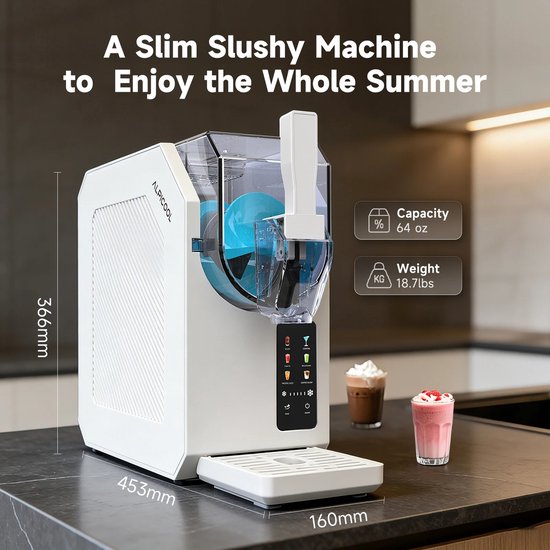 ITRONIQ Slushie Machine 1,9 Liter - Frozen Drink Maker - Slush Maker - Milkshake Cocktail Frappé - 6 Programma's - 250W - Wit — afbeelding 2
