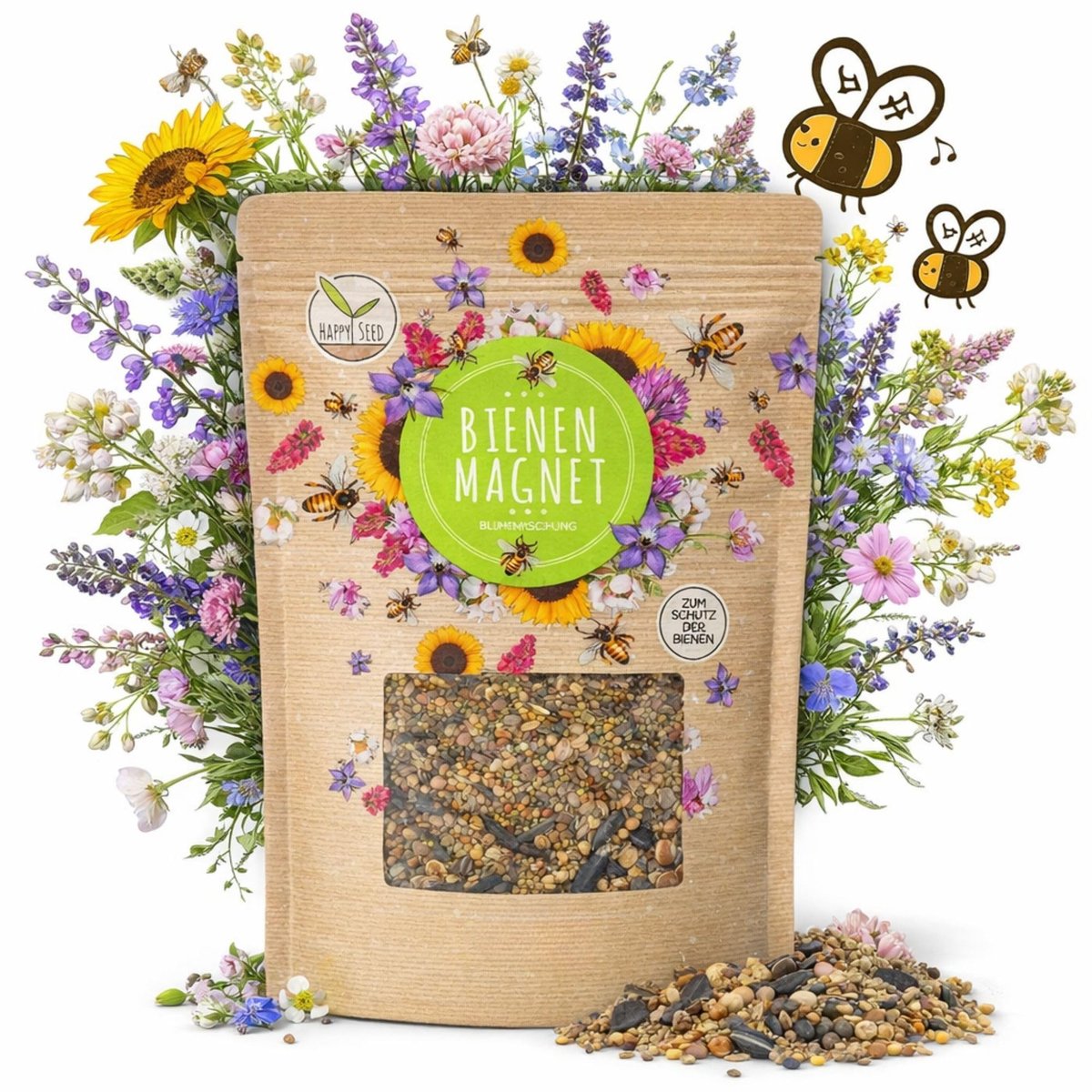 Dailygoods- Bloemenweide Zaden 100 g - Kleurrijke Mix - Nectar/Bloemzaden - Voor Bijen/Vlinders - Inclusief E-book - Geschikt voor 5 m² - Wildbloemzaden