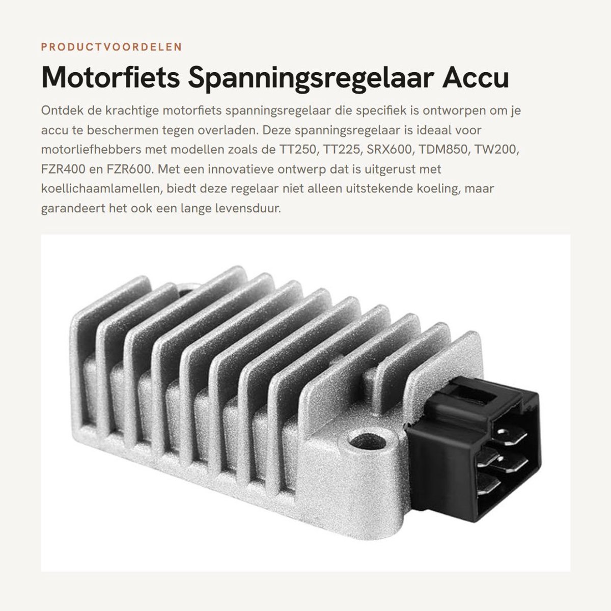 Dailygoods - Motorfiets Spanningsregelaar - Accu Bescherming - Betere Koeling - Aluminium - Verbeterd Laadvermogen - Geschikt voor TT250 TT225 SRX600...