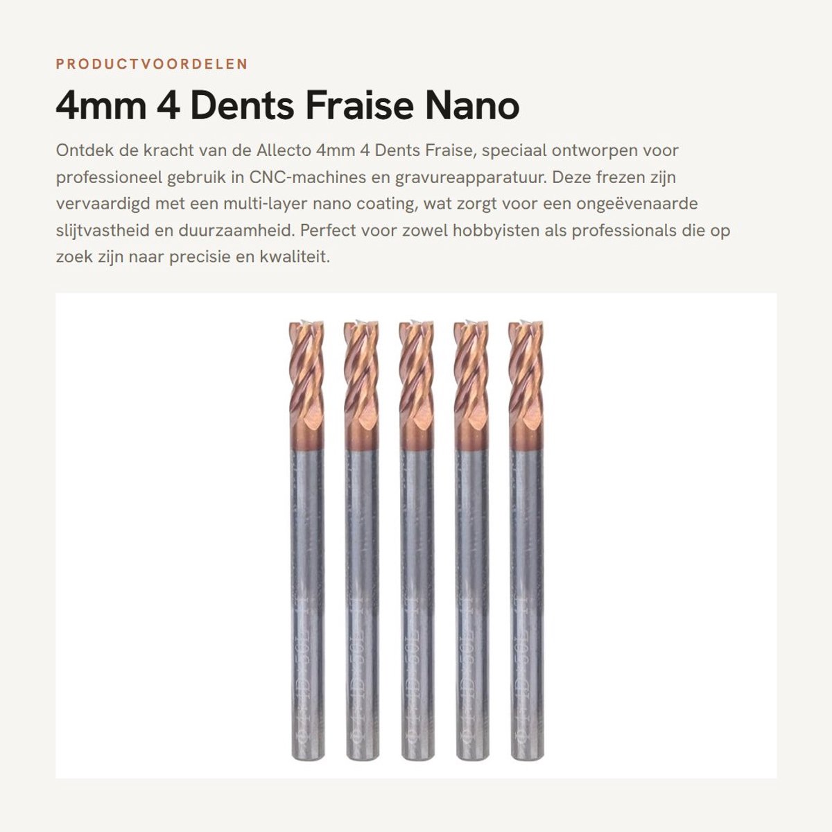 Dailygoods- Vingerfrees 4mm - Wolfraamstaal - Meerlaagse nanocoating - Hoge slijtvastheid - Geschikt voor roestvrij staal - Totale lengte 50mm