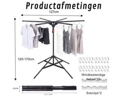 Droogmolen met Voet voor Camping & Thuis - Wasrek Staand - Zwart