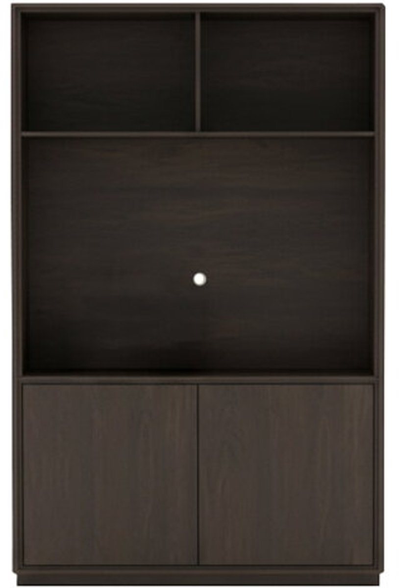 Bellagio TV-kast met 2 deuren en 3 open vakken - Dark Chocolate bruin - 150x42x215 cm