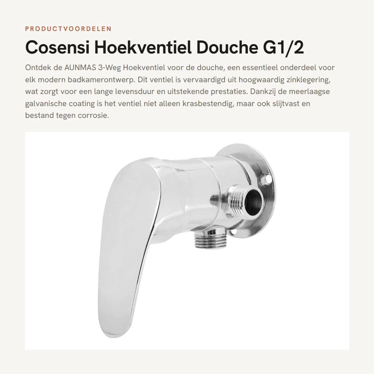 Dailygoods- Douchekraan 3-Weg - G1/2in Aansluiting - Wandmontage - Corrosiebestendig - Wat