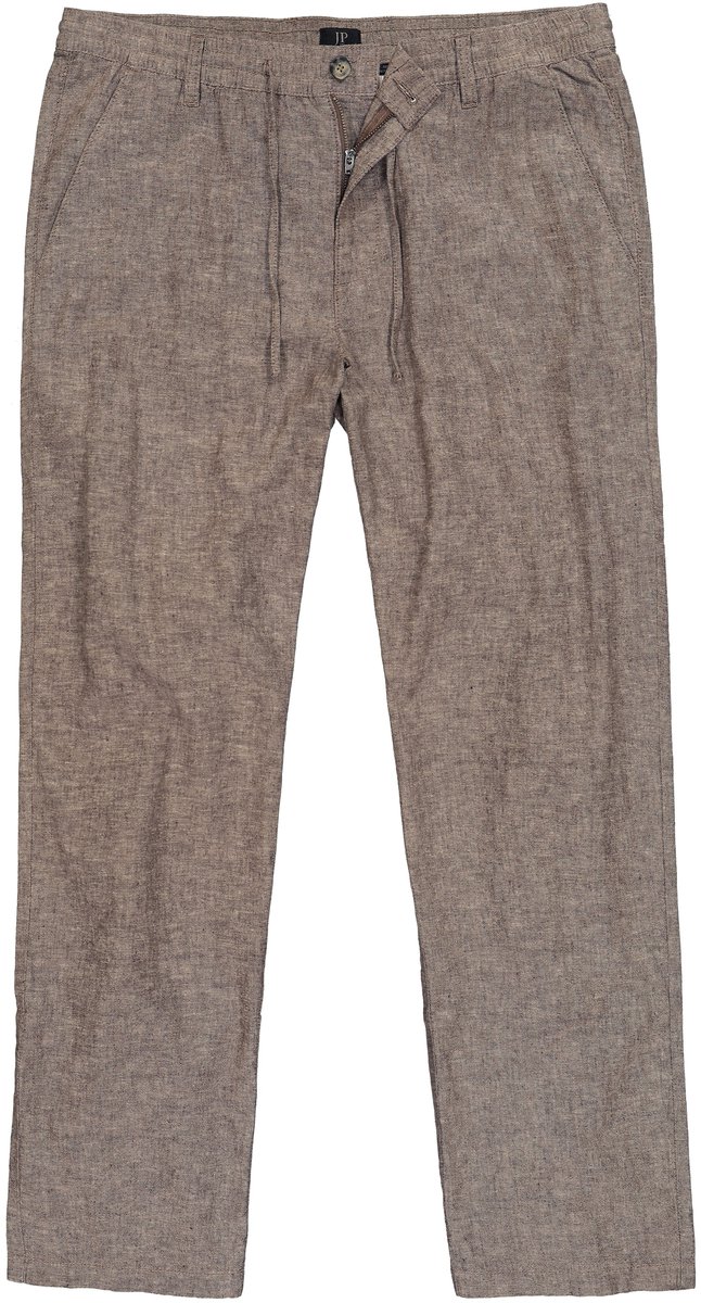 JP 1880 - Heren - broek van linnenmix elastische instapband tot 72 - Hazelnoot - Maat 60