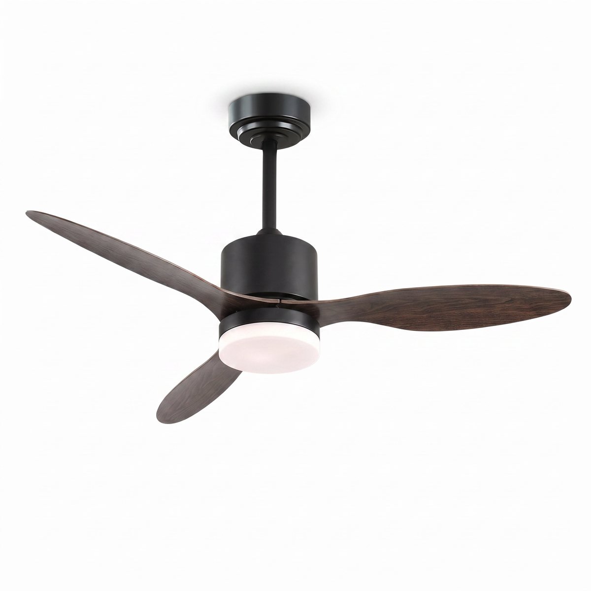 Sentara Plafondventilator met Verlichting en Afstandsbediening – 3 Wieken Houtlook – Dimbaar – 6 Standen – Omkeerbaar – 105/132 cm – voor Woonkamer & Slaapkamer – Donker Hout