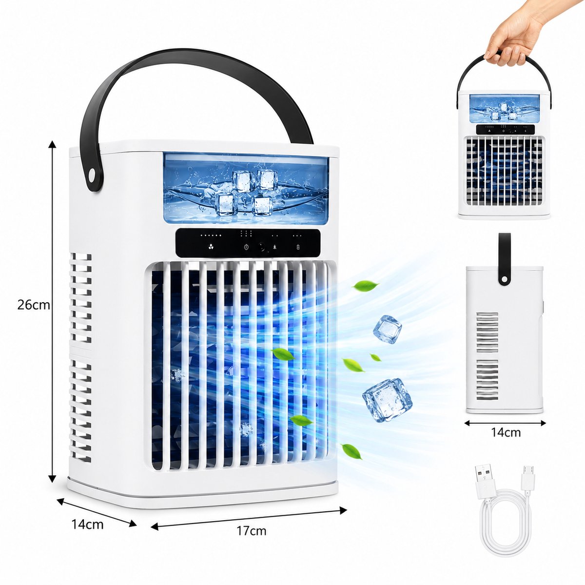 HomeGoodies - Airco - Aircooler - Mini airconditioner - Draagbaar - 7 Kleuren Nachtlamp - Voor Slaapkamer, Kantoor & Camper – foto 5