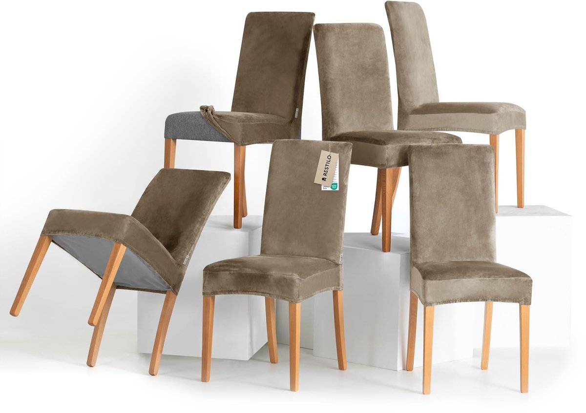 Dailygoods- Stoelhoezen 6-delige set - Stretch - Afneembaar - Wasbaar - Eetkamerstoelen -