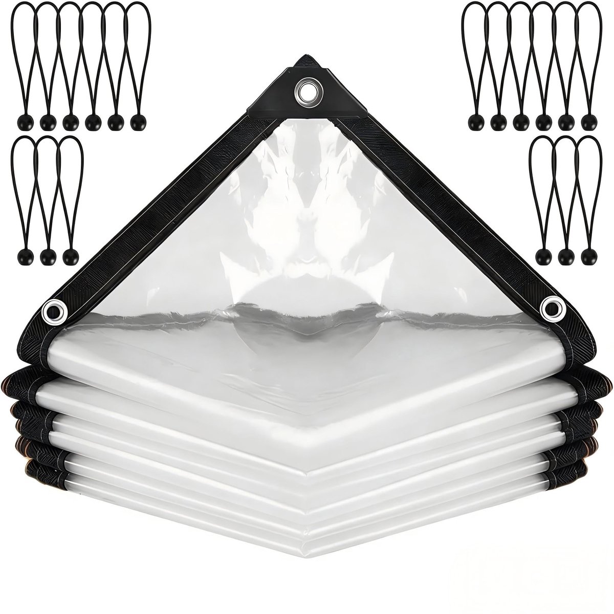 Dailygoods- Afdekzeil Robuust - Transparant Zeil - 3 x 6 m - Waterdicht - UV-bestendig - Elastische Koorden - Zeildoek