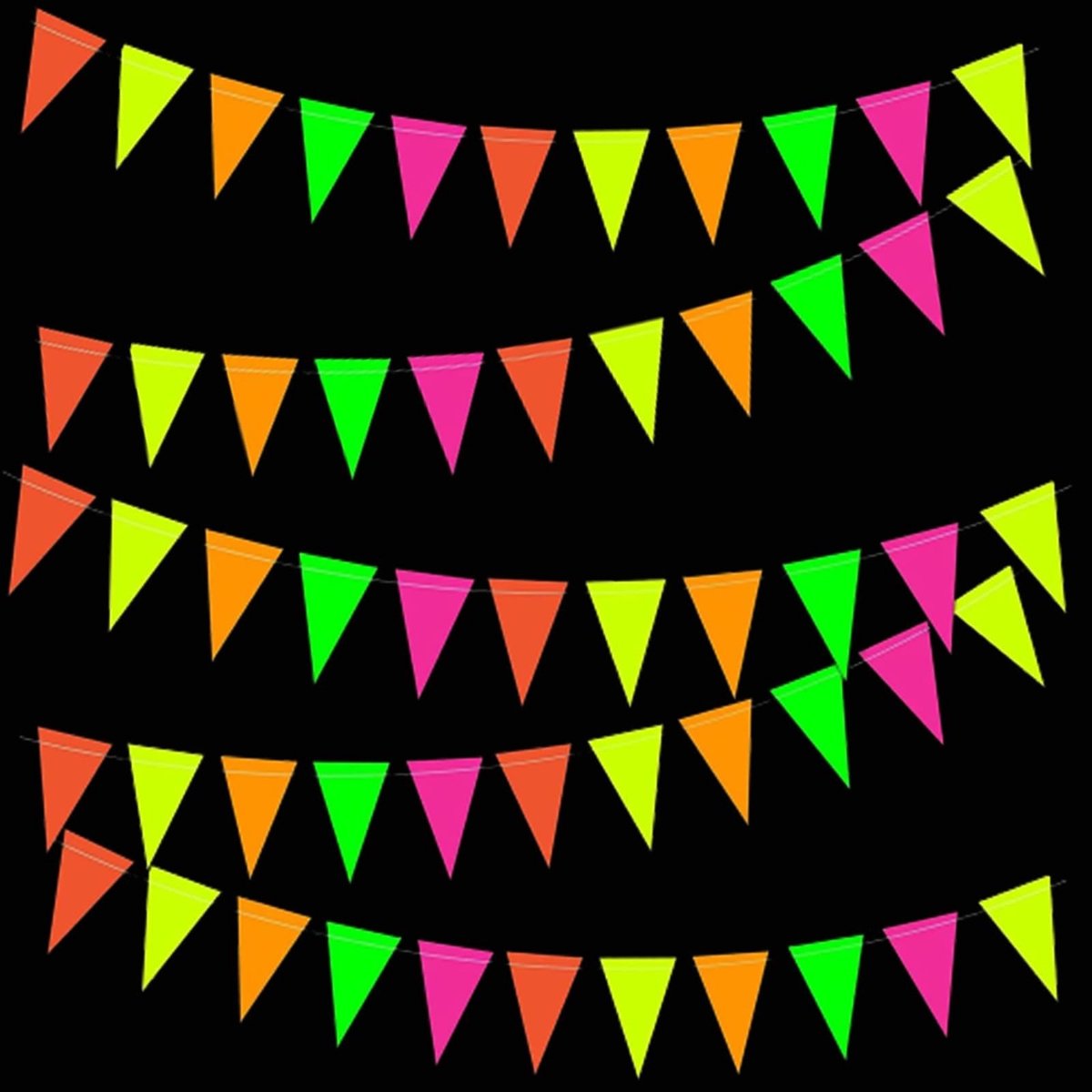 Dailygoods- Vlaggetjesslinger Neon - Feestdecoratie - Verjaardagsversiering - Bruiloft Dec