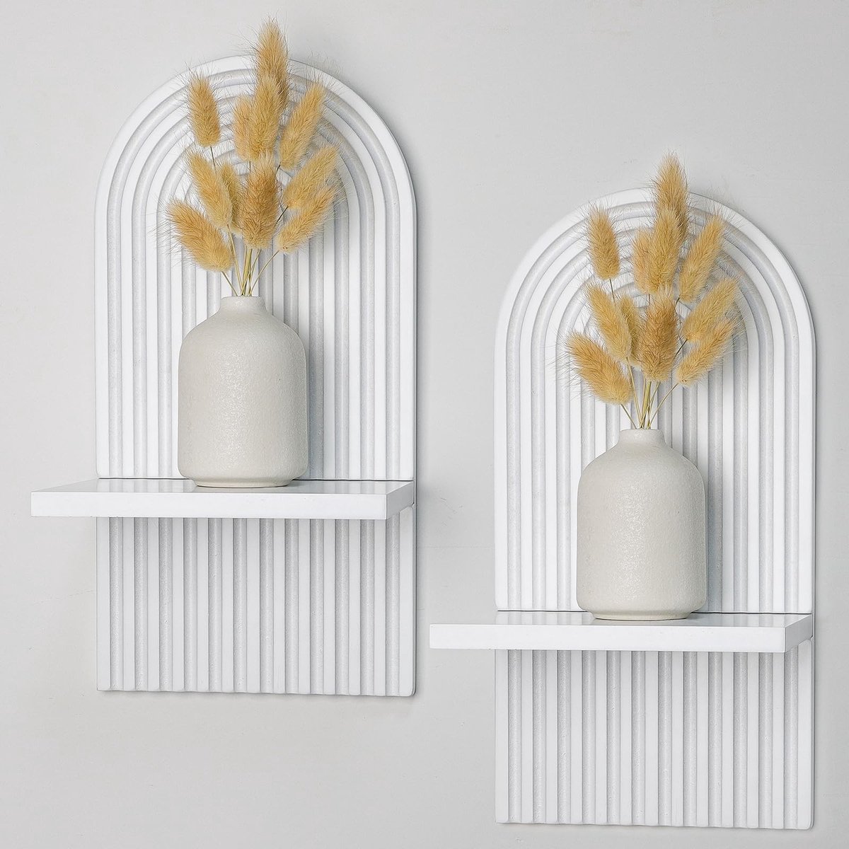 Dailygoods- Houten Planken Boheemse Wandrekken - Wanddecoratie - Zwevend Rek - Moderne Min