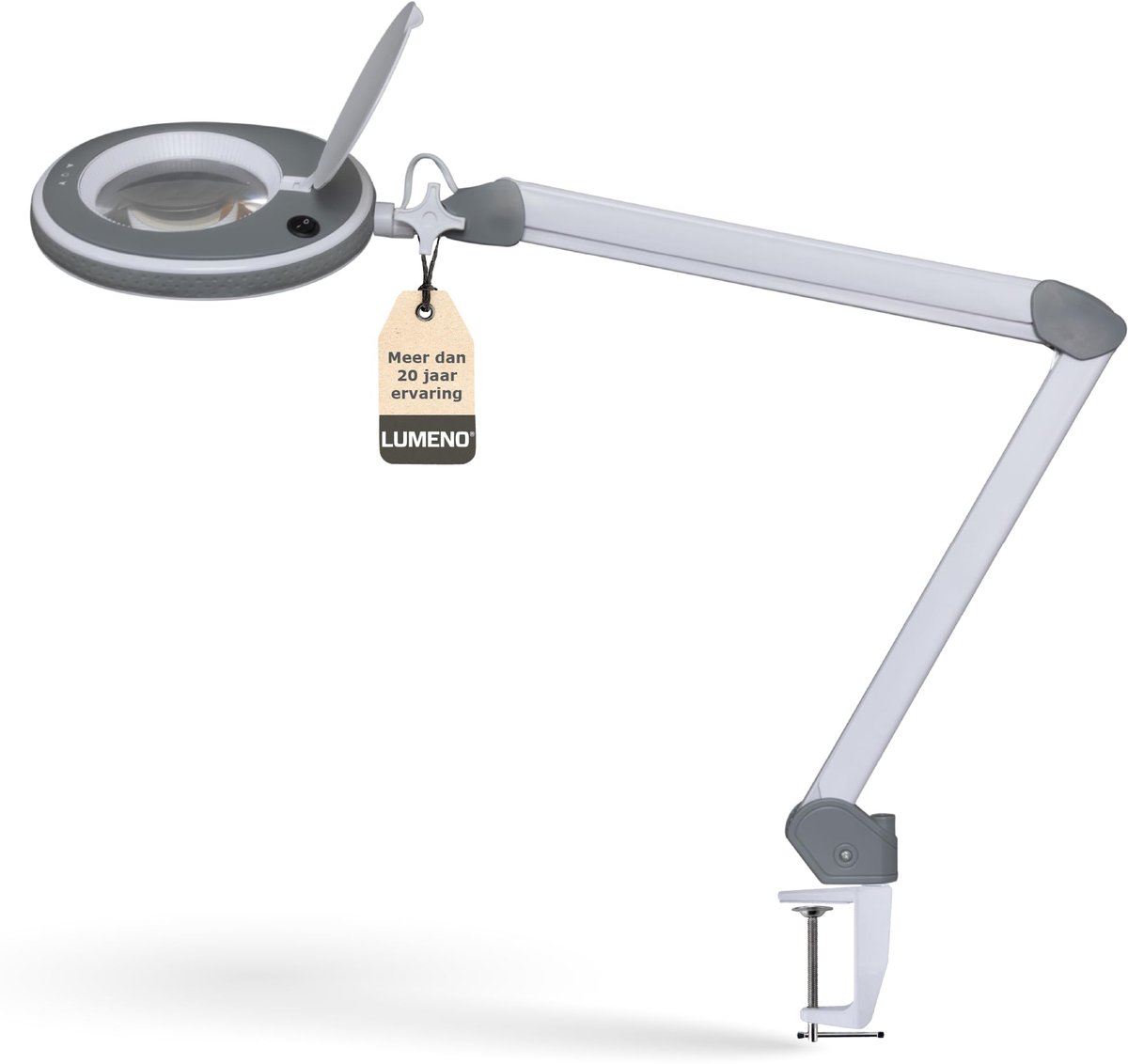 SnelShoppen - Lumeno 8213GR LED Loeplamp Werklamp Cosmetische Lamp met Instelbare Helderheid, 127 mm Glazen Lens, Leeshulp en Vergrootglas, 3 Dioptrie